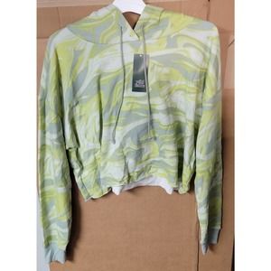 Wild Fable Women’s Crop Sweatshirt W/Hood, Green Swirl, Size Extra Large, NWT